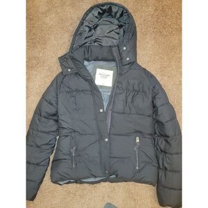 Abercrombie Black down jacket/ no fur for hood, Size Women's Medium
